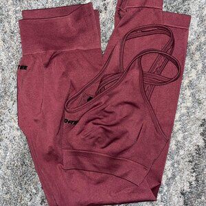 Bo+Tee Burgundy Activewear Set Women's